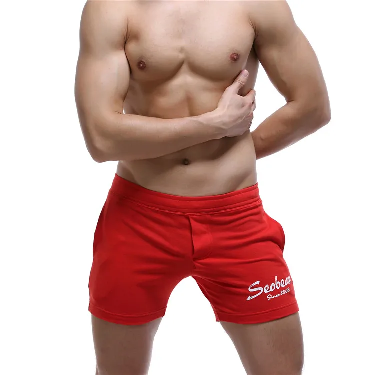 Бренд SEOBEAN Mens низкая посадка спортивные мягкий Бег Training Короткие штаны Размеры M, L, XL - Цвет: Красный