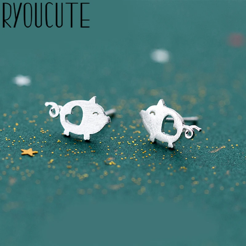 RYOUCUTE Настоящее 925 пробы серебряные ювелирные изделия милые свинки свинка серьги для женщин Bijoux массивные Серьги Brincos Pendientes