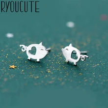 RYOUCUTE Настоящее 925 пробы серебряные ювелирные изделия милые свинки свинка серьги для женщин Bijoux массивные Серьги Brincos Pendientes