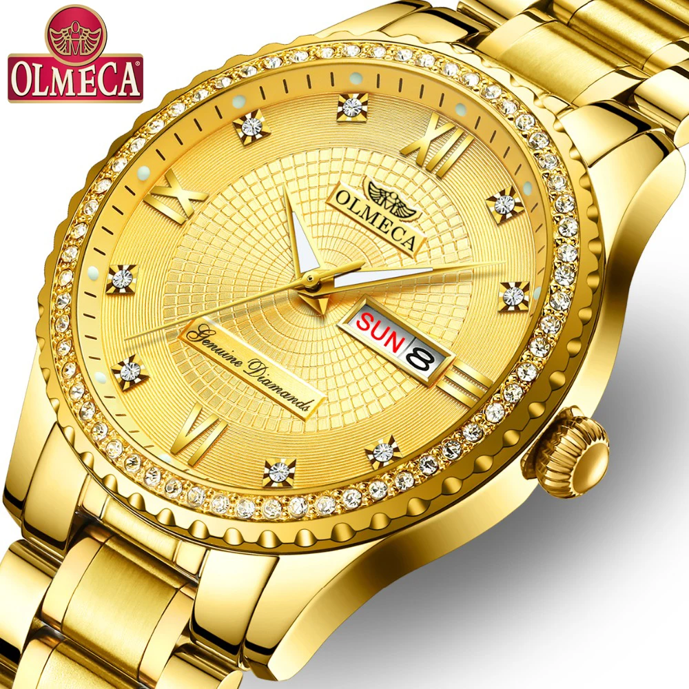 OLMECA Male Clock Military Men 's Watch Fashion Stainless Steel Montre Homme Waterproof Watches Gol