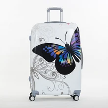 Female’s cute 14 24inches trolley luggage bags sets,women travel luggage suitcase sets on universal wheels,butterfly trolley bag