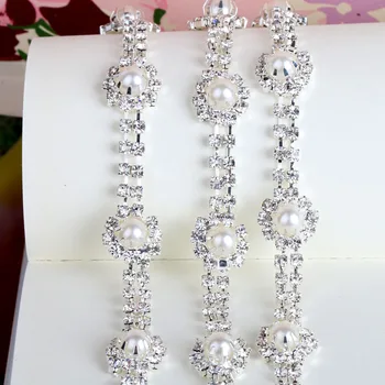

Sewing Accessories Pearls Clear Crystal round rhinestone chain trim for bridal decoration
