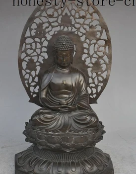 

14" tibet buddhism temple seat lotus bronze sakyamuni Medicine Buddha statue