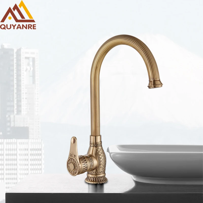 quyanre wanfan gappo antique brass basin faucet carved basin sink faucet single handle mixer tap bathroom basin faucet