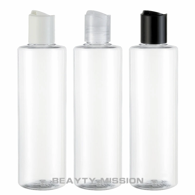 

BEAUTY MISSION 24 pcs 250ml empty clear plastic shampoo bottles with disc lid,empty essential oils cosmetic packaging shower gel