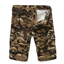 Летние мужские шорты-карго длиной до икры с карманами, однотонные мужские пляжные шорты, брюки Капри, камуфляжные шорты
