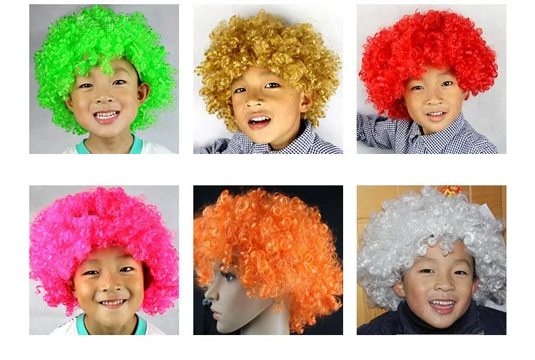 Christmas Party Curly Hair Wig Disco Rainbow Afro Clown Hair wig Football Fan Adult Child Costume Party Costume Free Shipping FC08 (3)