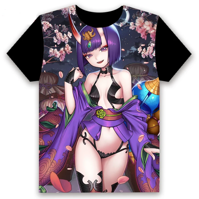 Футболка с аниме FGO Fate/Grand Order Shuten douji, косплей, короткий рукав, унисекс, повседневная черная футболка, летняя модная забавная футболка, топы