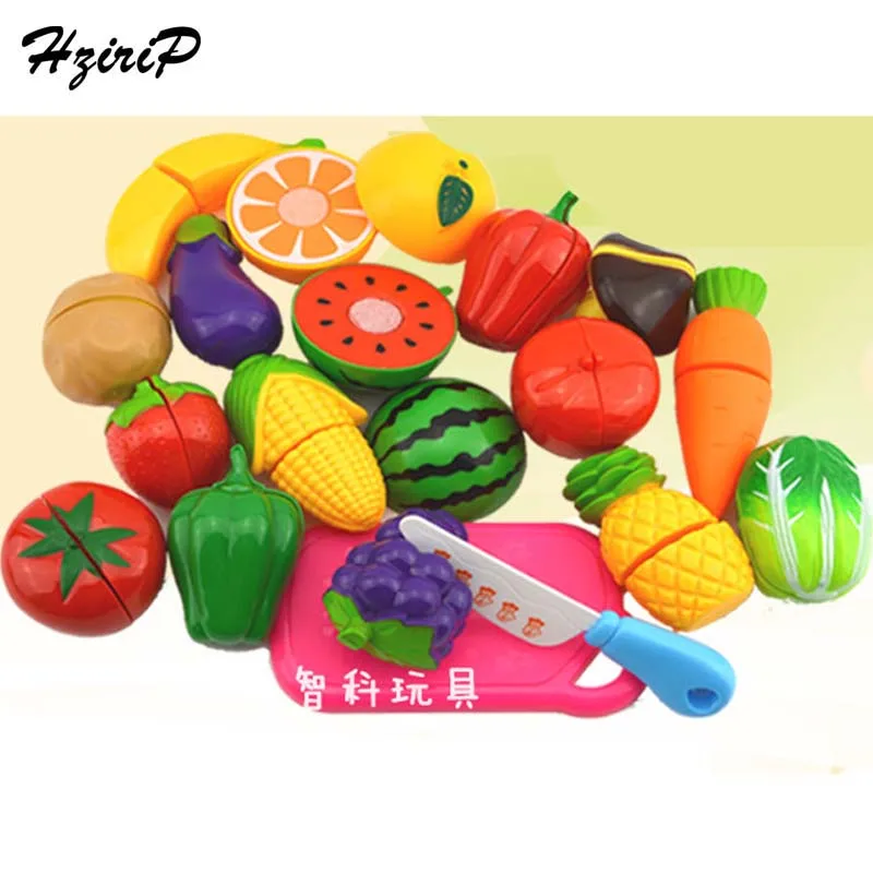 

Hot Sale Plastic Kitchen Food Fruit Vegetable Cutting Kids Pretend Play Educational Toy Safety Children Kitchen Toys Sets