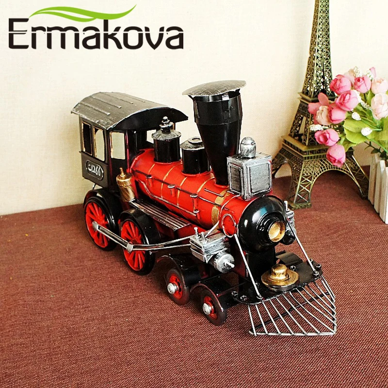 ERMAKOVA 40 см Ретро поезд двигатель Паровая фигурка винтажная классическая модель