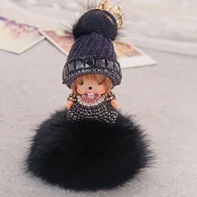 Rabbit fur ball keychain chaveiro key chain llaveros porte clef holder ring llavero sleutelhanger portachiavi keyring monchichi