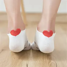 5 пар/компл. милые носочки Для женщин хлопок каблук Love в стиле пэчворк; носки; дышащие женские туфли с принтом «носки до лодыжки в уличном стиле