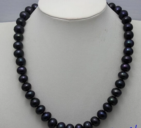 

ddh003803 black Freshwater pearl necklace 10-11mm "handmade"Alloy