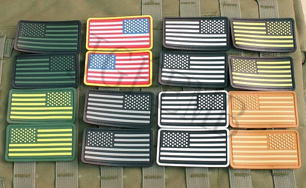 

2* pieces USA American Flag 3D PVC patch Badges Black Red Green Grey Tan Luminous