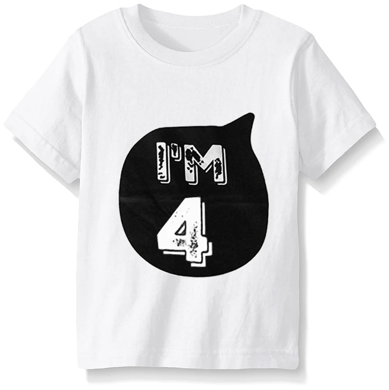 Детские От 1 до 2 лет футболки для дня рождения, карнавальный костюм черно-белая рубашка одежда для мальчиков и девочек крутая летняя уличная одежда для малышей