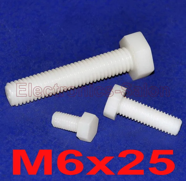 

( 1000 pcs/lot ) Metric M6 x 25mm Nylon Hex Bolt, Hexagonal Screw.