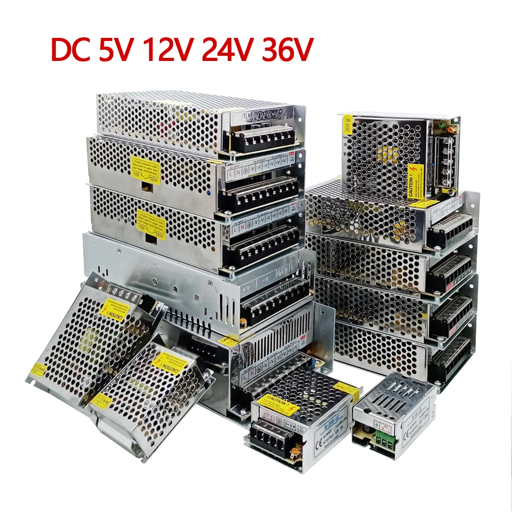 Трансформаторы DC 5V 12V 24V 36 V Питание адаптер до 5 лет, 12 предметов в упаковке, 24 В, 36 В, 1A 2A 3A 5A 6A 8A 10A 15A 20A светодиодный драйвер Светодиодные ленты лаборатории