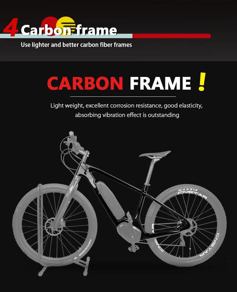 Discount Brand E-BIKE 250W 36V electric 29er hardtail MTB frames Carbon Bafang motor Electric mountain bike 135/142 QR thru axle frame 3