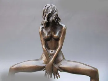 

Western Art Pure Bronze Marble bold nude maiden Statue SD 506