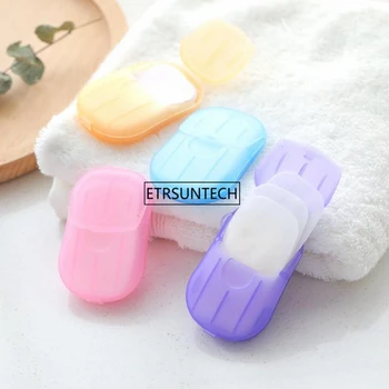 

200sets Mini Paper Soap Outdoor Travel Soap Paper Washing Hand Bath Clean Scented Slice Sheets Disposable Box Soap F2572