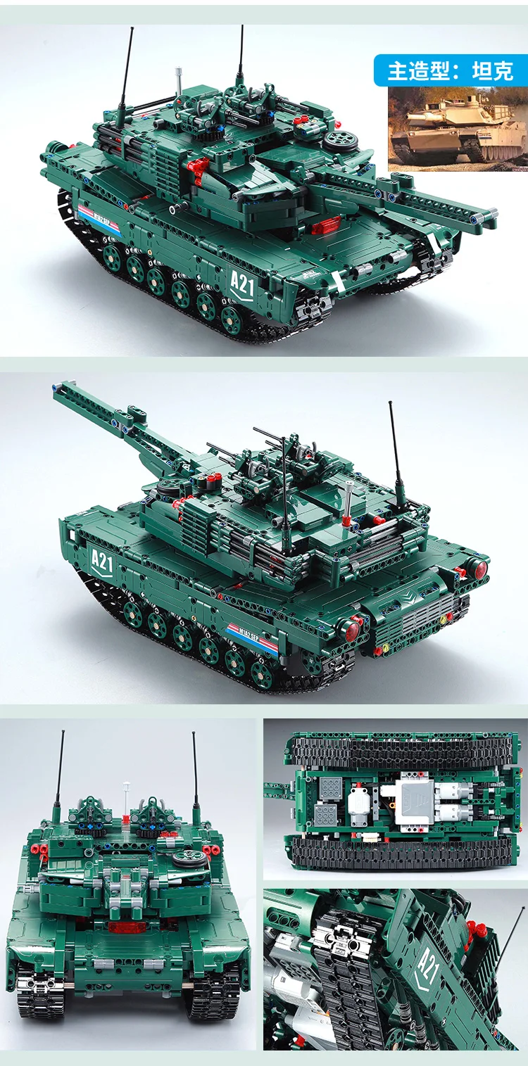 1498 шт Technic RC M1A2 танковый двигатель с функцией питания MOC строительные блоки кирпичи военные войны DIY техник игрушки для детей