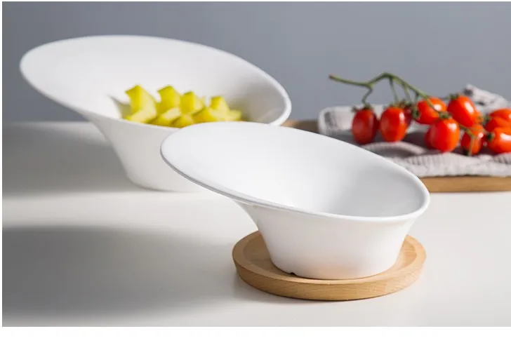 Горячее и холодное блюдо в форме керамической посуды pin индивидуальные блюда салат Белый Бытовая Посуда Чаша крышка Творческий отель