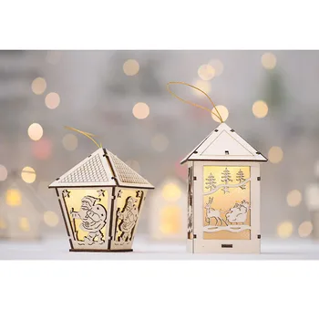 

New Christmas lighting house creative Christmas snowy house lantern colored wooden hut