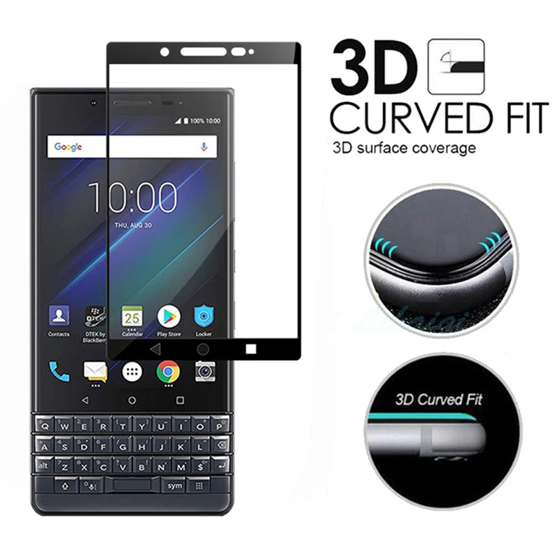 

Screen Protector for Blackberry Key2 Lite 3D Full Coverage Tempered Glass for BlackBerry Key 2 Lite Black Front Full Body Film