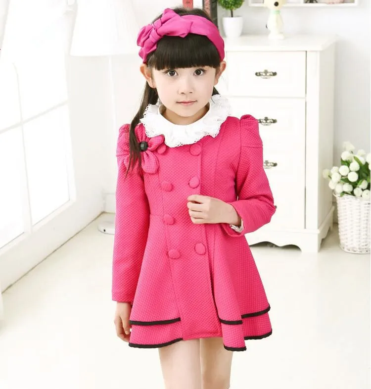 

Baby Children Jackets for Girl Coat Spring & Autumn Girls Outwear Big Kids Clothes Flower double breasted Children Clothing