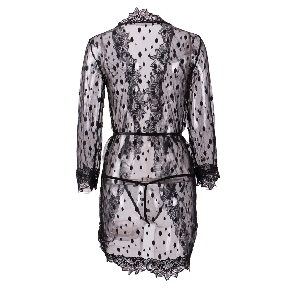 

Hot Sale Women Black Sexy Lingerie Nightwear Underwear Women's Ladies Bath Robe Sleepwear Babydoll Lace Dress