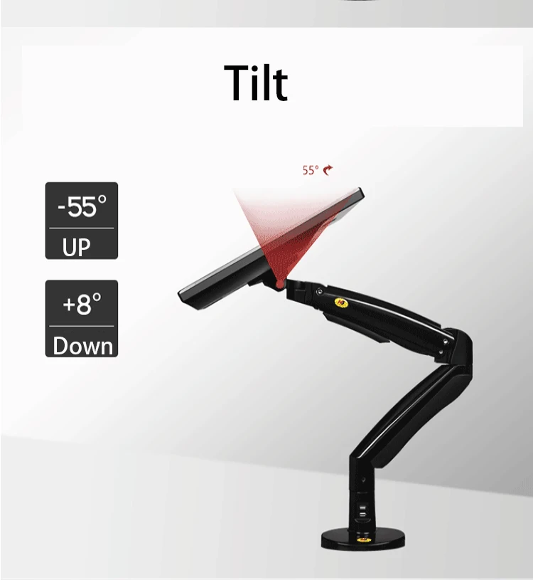 NB F100A газовая пружинная рукоятка 22-35 дюймов экран монитор держатель на 360 вращается наклон поворотный Настольный монитор кронштейн с двумя usb-портами
