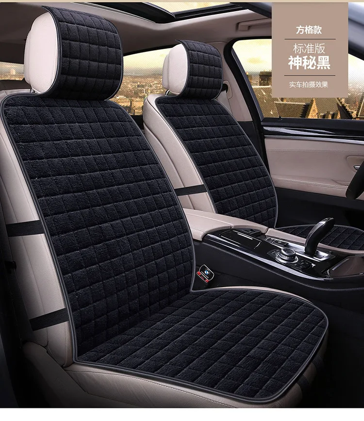 

WESHEU Car Seat Cover Universal Four Seasons Warm Flocking Cloth Cushion Cover Car Front Back Seat Covers Car for kia ceed seat