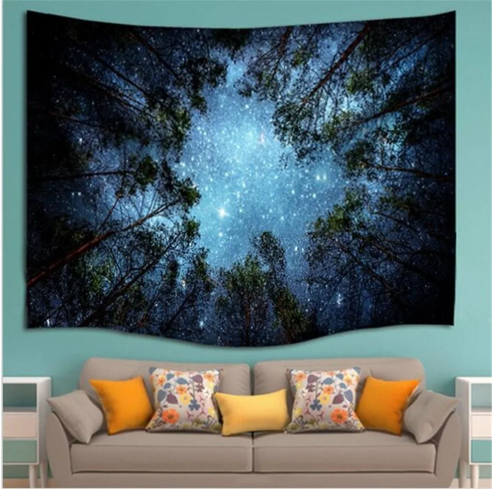 Beautiful Night Sky Wall Tapestry Home Decorations Wall Hanging Forest