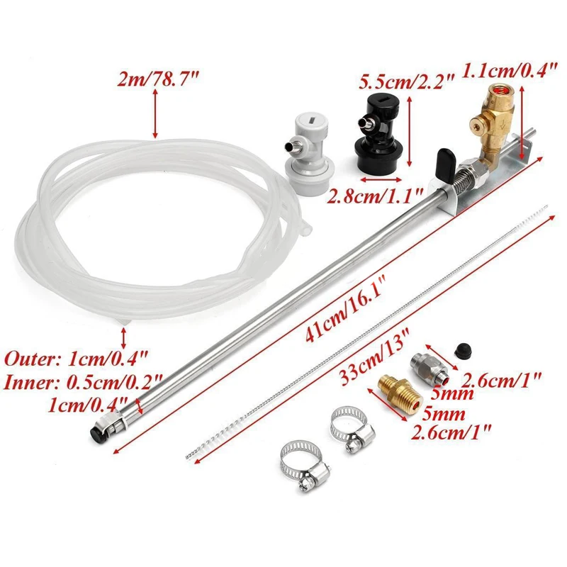 New Stainless Steel Beer Homebrew Keg CO2 Bottle Filler with Ball Lock Connector Kit