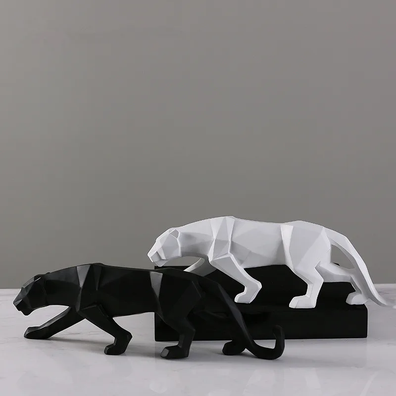 MRZOOT смолы Craft Leopard статуя черный и белый офис орнамент Nordic украшения дома