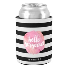 Hello Великолепный черный в полоску и розовая Акварель может охладитель элегантный Дизайн свадьбы невеста душ способствует может охладители для молодоженов