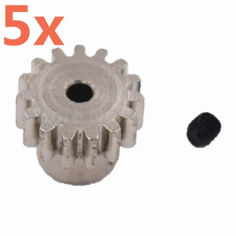 5 Pieces RC Car Wltoys Metal Pinion Gears Motor Gear 15T Teeth 0.7m For