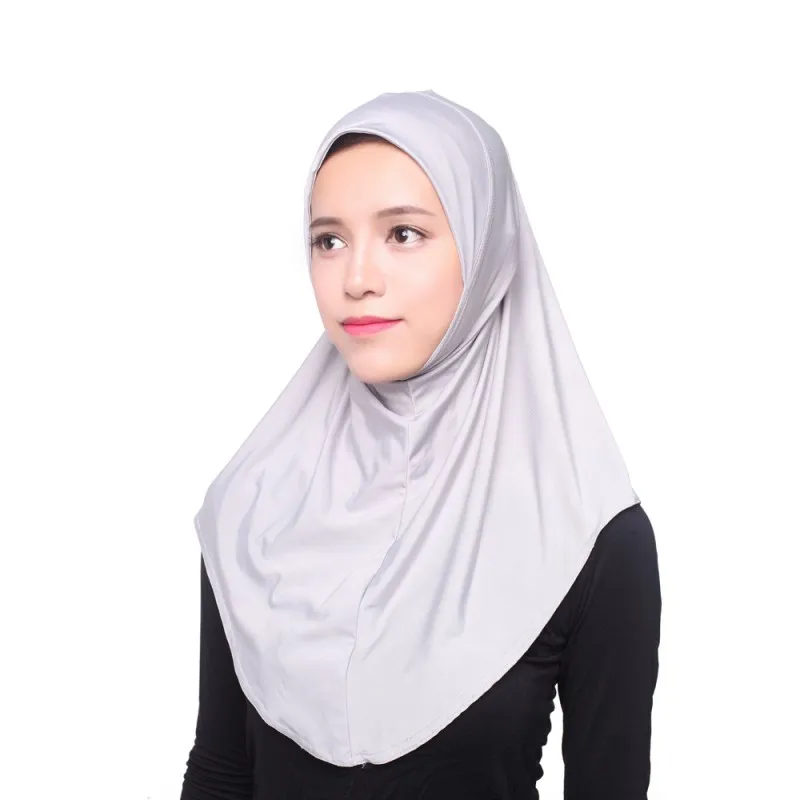 Стильные мусульманские, исламские женщины с полным покрытием, хиджаб, внутренняя Кепка, головной убор, шаль, мягкий шарф - Цвет: light gray