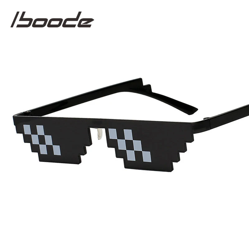 seemfly Funny Glasses Women Men Polygal Brand Thug Life Sunglasses Mosaic Masculine 8 Bits Style Pixel Sun Glass_voghion.com