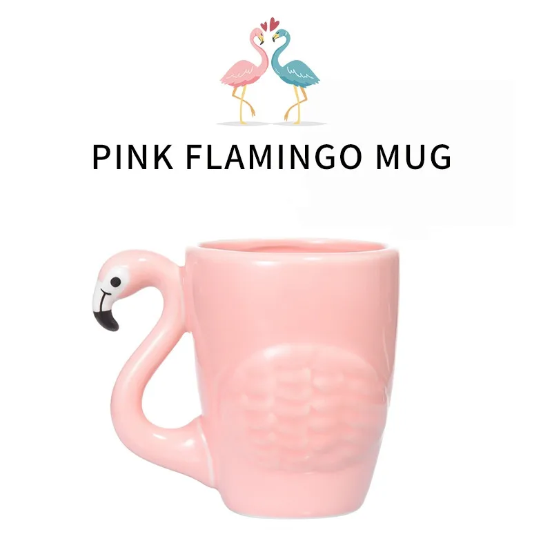 

Pink Flamingo Mug 300ml Creative 3D Ceramic Coffee Cups And Mugs For Girl Gift