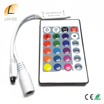 

DC12V 24Key Mini RGB Controller IR Remote Controller With Mini Dimmer for 5050/3528 Led Strip Lights 12V