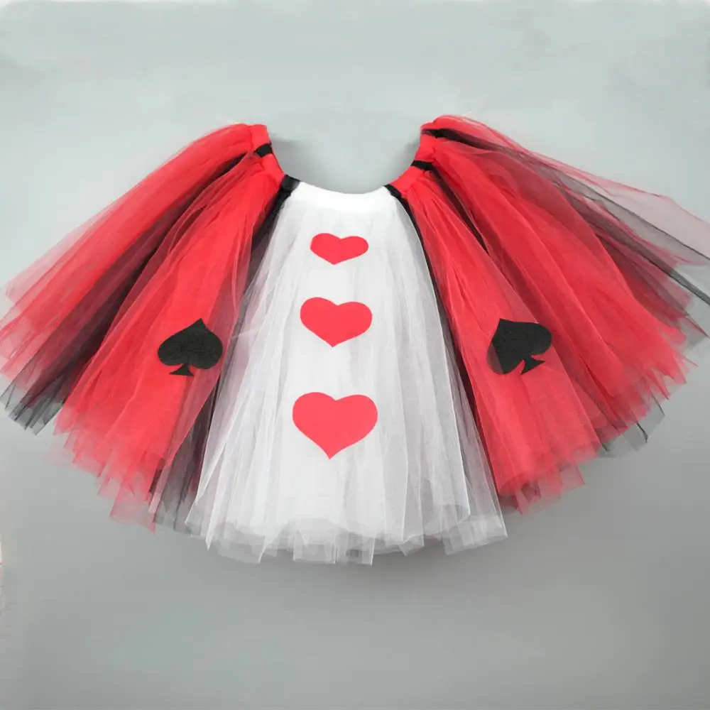 Пушистая юбка-пачка «queen of Heart» для девочек; фатиновые пачки для дня рождения; реквизит для фотосессии для новорожденных; Детский костюм на Хэллоуин; От 0 до 12 лет - Цвет: Красный