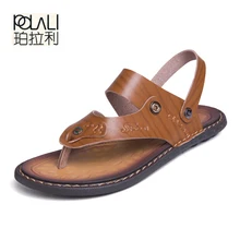 POLALI/мужские сандалии натуральный спилок, кожа мужские пляжные сандалии брендовая Для мужчин повседневная обувь Вьетнамки Для мужчин тапочки кроссовки для детей Летняя обувь