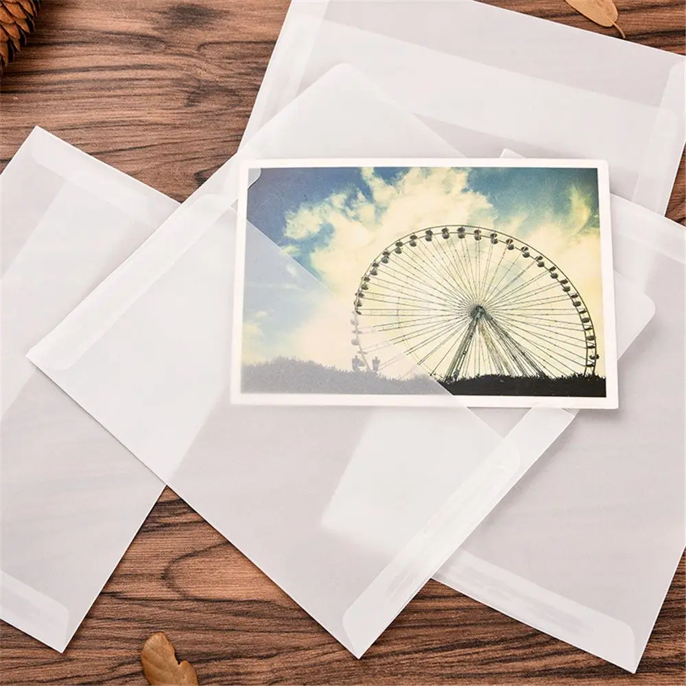 10pcs Vintage Blank Translucent Envelopes Blank Acid Paper Postcard Invitation Card Paper Bags Wages Letter Paper Cover Gift