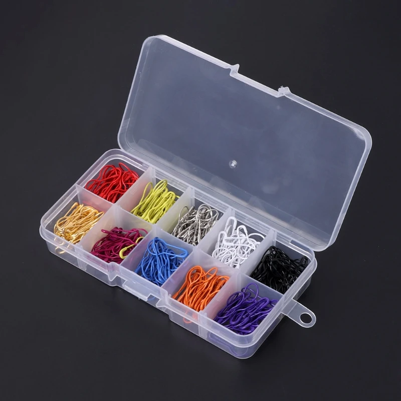

300pcs Colorful Calabash Bulb Gourd Shape Tag Craft Safety Pins Craft With Case