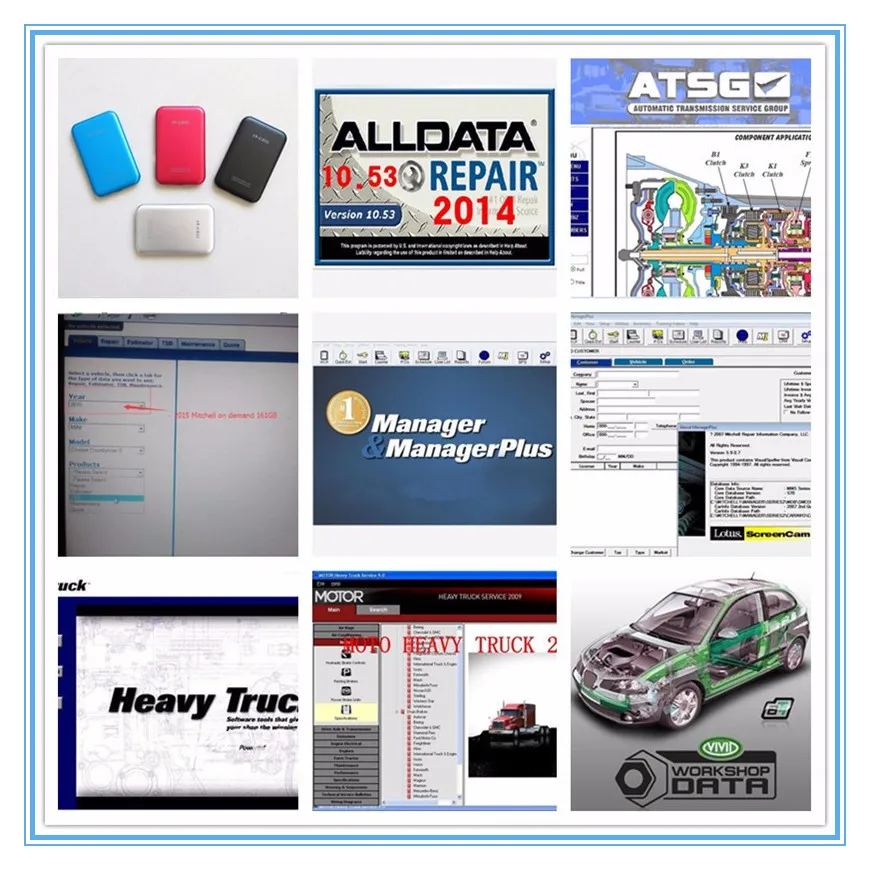

2018 alldata and mitchell software +elsawin+vivid+heavy truck in1 hdd 1tb all data auto repair for car truck data tech support