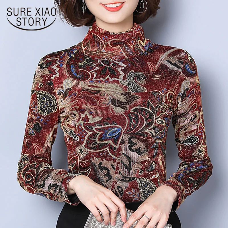 

Fashion women tops Plus size 2019 spring long sleeve women shirts Retro print women blouses blusas femininas clothes 2172 50