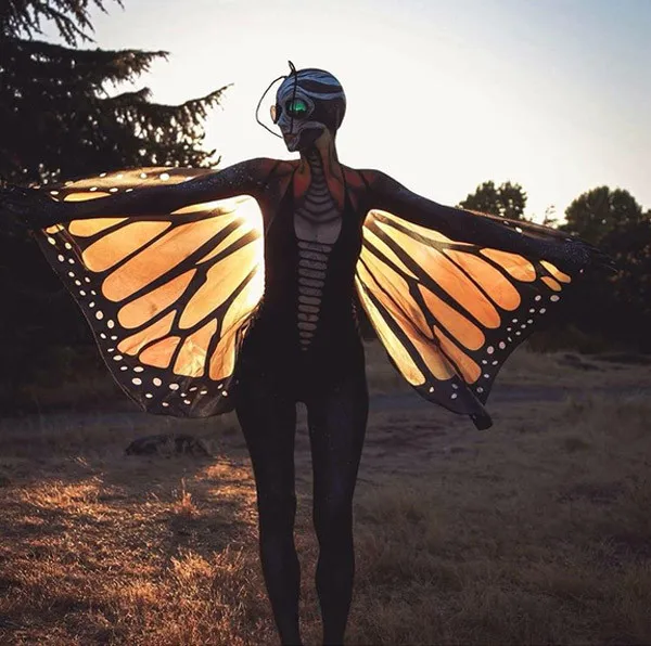Große Bunt Weicher Schmetterlingsflügel Fee Damen Nymphe Pixie Kostüm Zubehör ● 