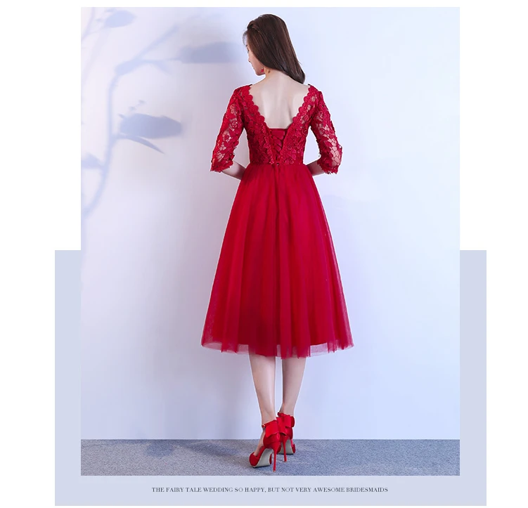 Robe de soiree кружевное платье длиной до колена, бургундское вино, красные элегантные вечерние платья, 2019 для коктейльного платья, элегантное