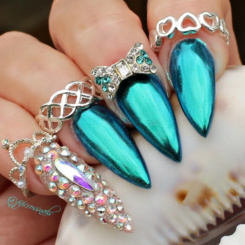 1g مرآة بريق مسمار الكروم الصباغ قذيفة الإبهار DIY صالون مايكرو التصوير المجسم مسحوق الليزر مسمار الفن زينة مانيكير